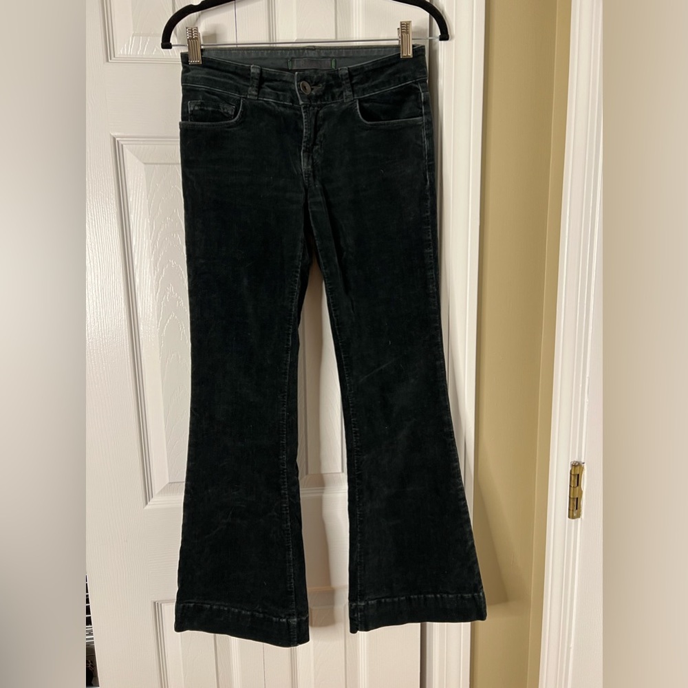 J Brand Love Story Black Forest Bell Bottom Flare Low-Rise Corduroy Pants